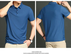 Camisa Polo Masculina Moderna em Seda Gelo