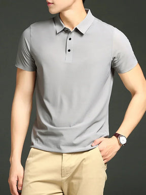 Camisa Polo Masculina Moderna em Seda Gelo