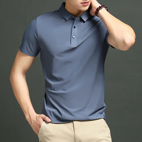 Camisa Polo Masculina Moderna em Seda Gelo