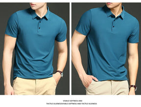 Camisa Polo Masculina Moderna em Seda Gelo