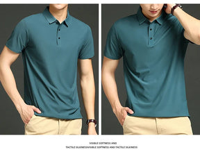 Camisa Polo Masculina Moderna em Seda Gelo