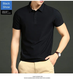 Camisa Polo Masculina Moderna em Seda Gelo